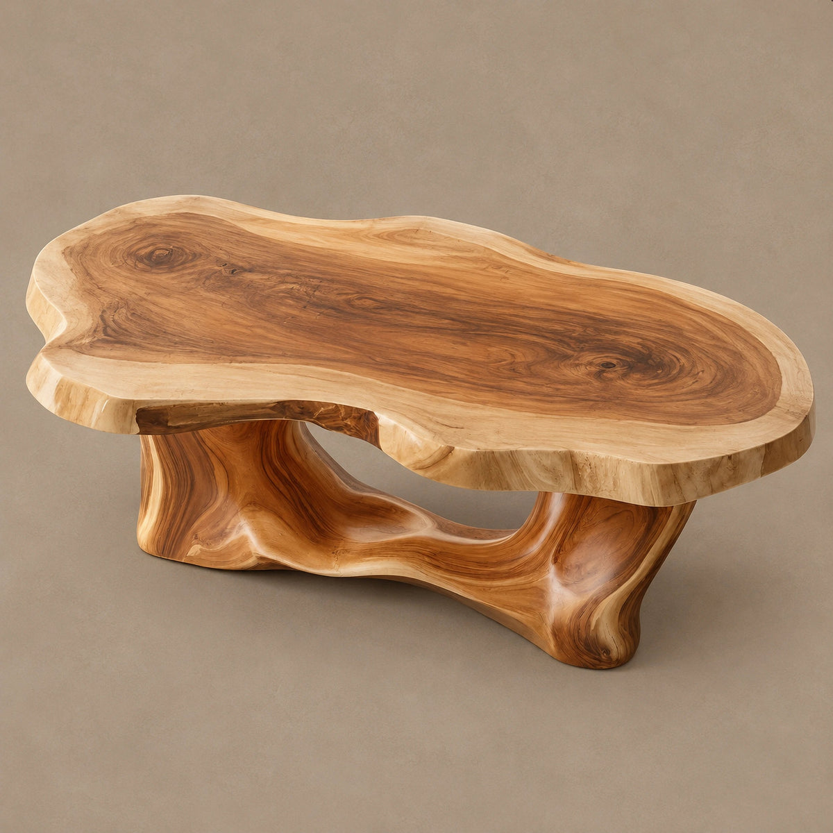 Organic Driftwood Coffee Table With Sculpted Root Base For Living Room