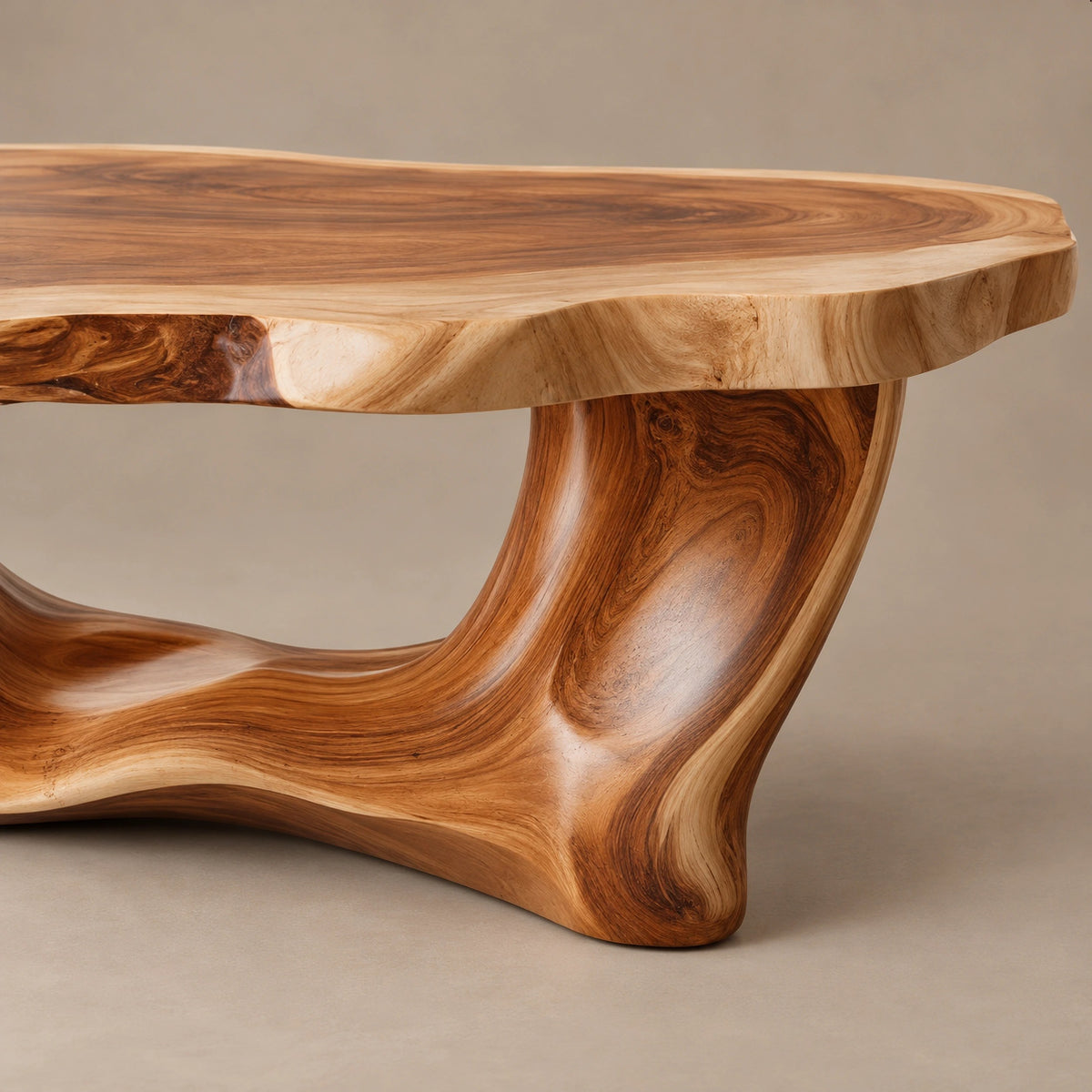 Organic Driftwood Coffee Table With Sculpted Root Base For Living Room