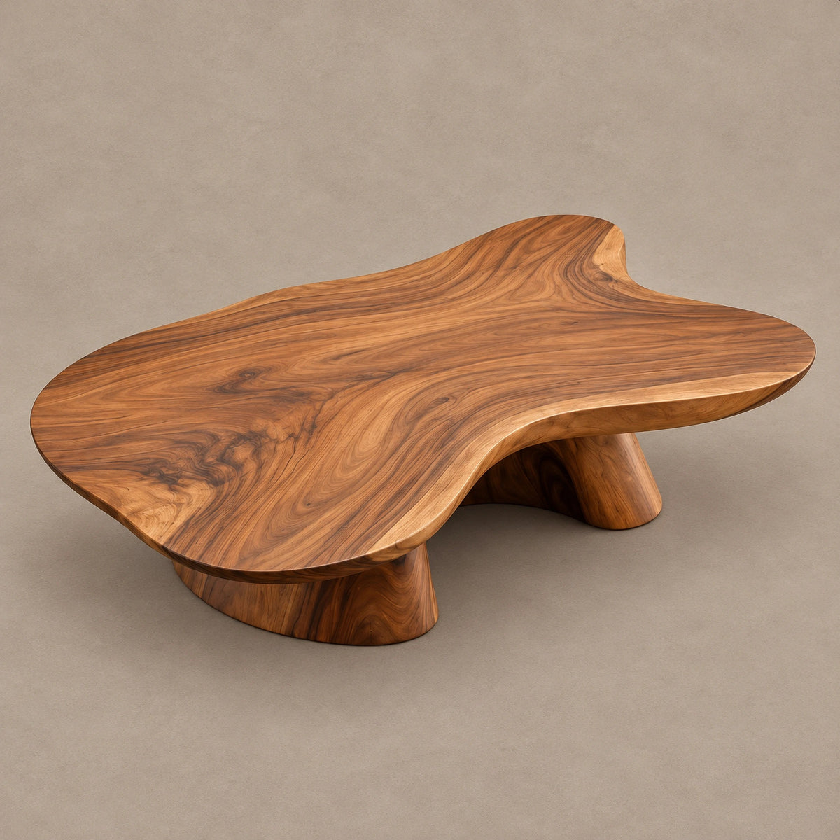 Organic Cloud Shape Coffee Table With Twin Pedestals For Living Room