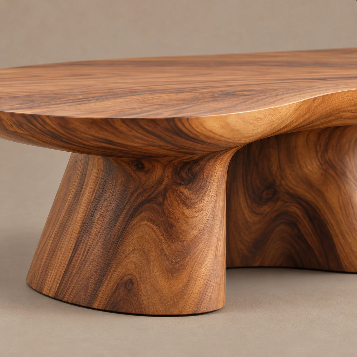 Organic Cloud Shape Coffee Table With Twin Pedestals For Living Room