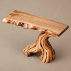 Organic Live Edge Console Table With Gnarled Trunk Base For Entryway