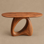 Organic Modern Console Table With Open Loop Pedestal For Entryway