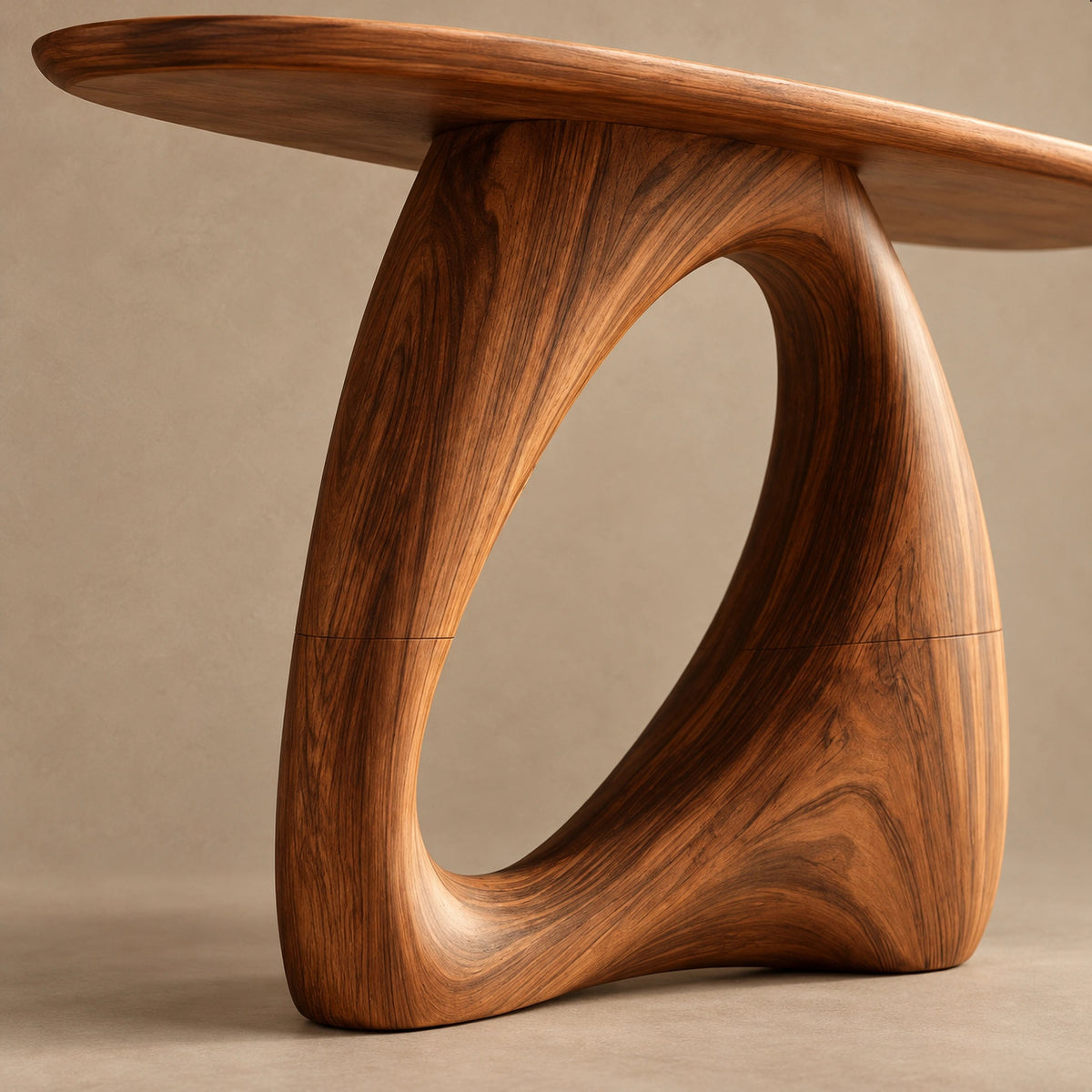 Organic Modern Console Table With Open Loop Pedestal For Entryway