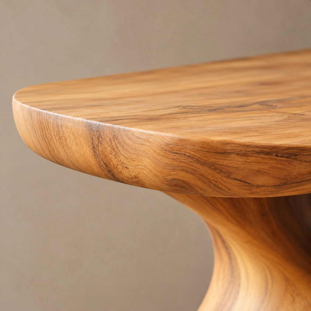 Organic Sculptural Console Table With Swooping Pedestal For Entryway