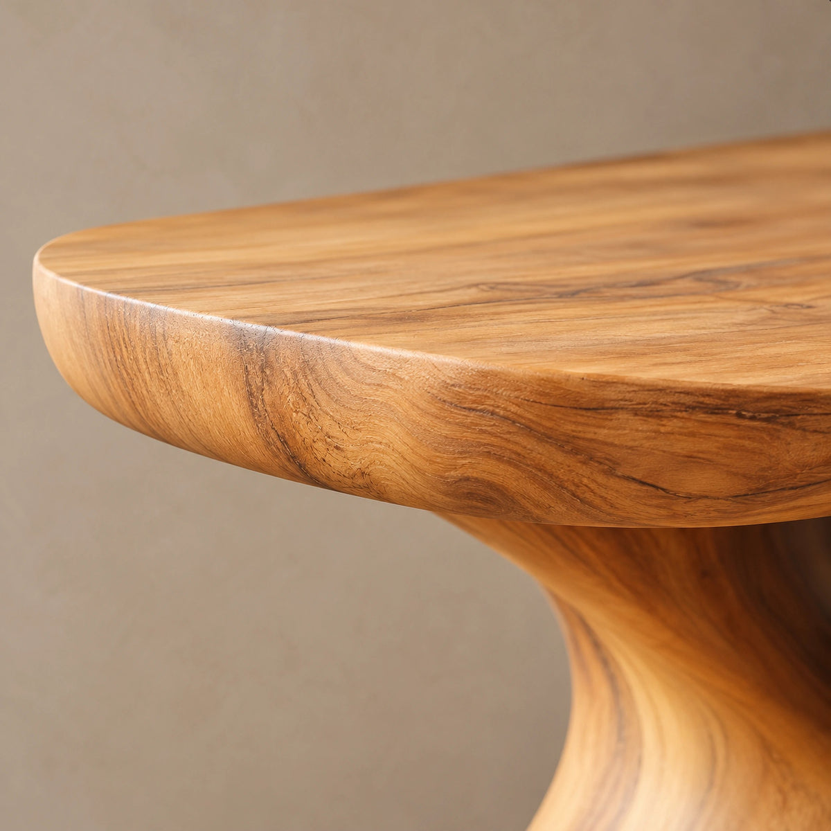 Organic Sculptural Console Table With Swooping Pedestal For Entryway