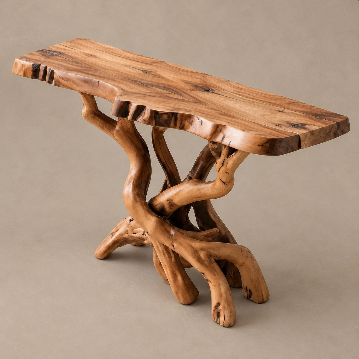 Organic Tangled Root Wood Console Table For Hallway