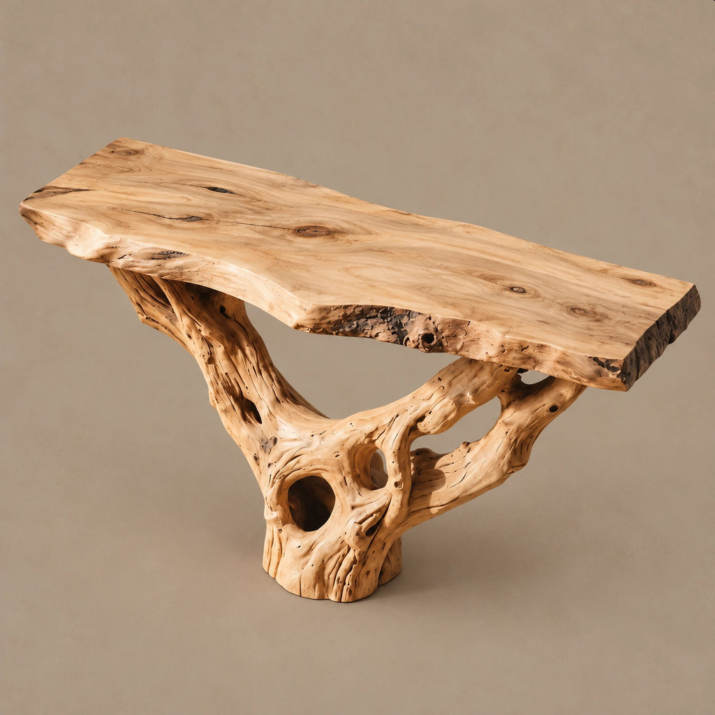 Organic Wall Mounted Console Table With Root Bracket Base For Entryway