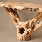 Organic Wall Mounted Console Table With Root Bracket Base For Entryway