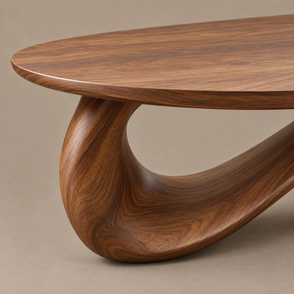 Sculptural Oval Coffee Table With Infinity Loop Base For Living Room