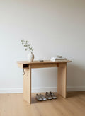 Solid Wood Minimalist Console Table with Slab Legs for Entryway Hallway
