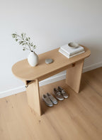 Solid Wood Minimalist Console Table with Slab Legs for Entryway Hallway