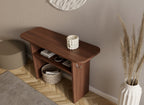 Solid Wood Two-Tier Console Table with Lower Shelf for Entryway Storage