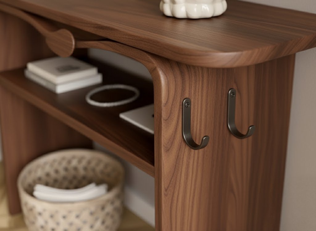 Solid Wood Two-Tier Console Table with Lower Shelf for Entryway Storage