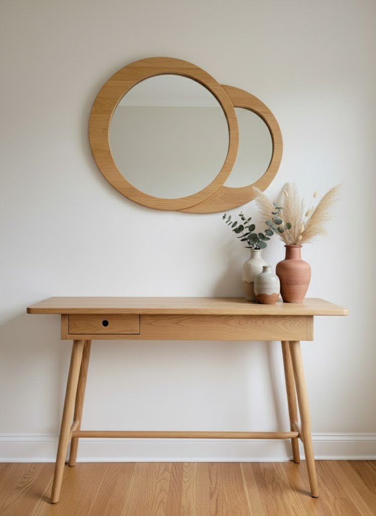 Solid Wood Console Table with Drawer and Tapered Legs for Entryway