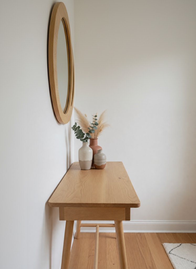 Solid Wood Console Table with Drawer and Tapered Legs for Entryway