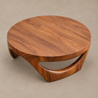 Retro Round Coffee Table With Triangular Loop Base For Living Room