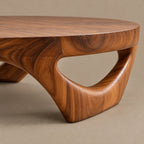 Retro Round Coffee Table With Triangular Loop Base For Living Room