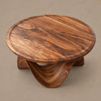 Modern Round Coffee Table With Crossed Wave Base For Living Room