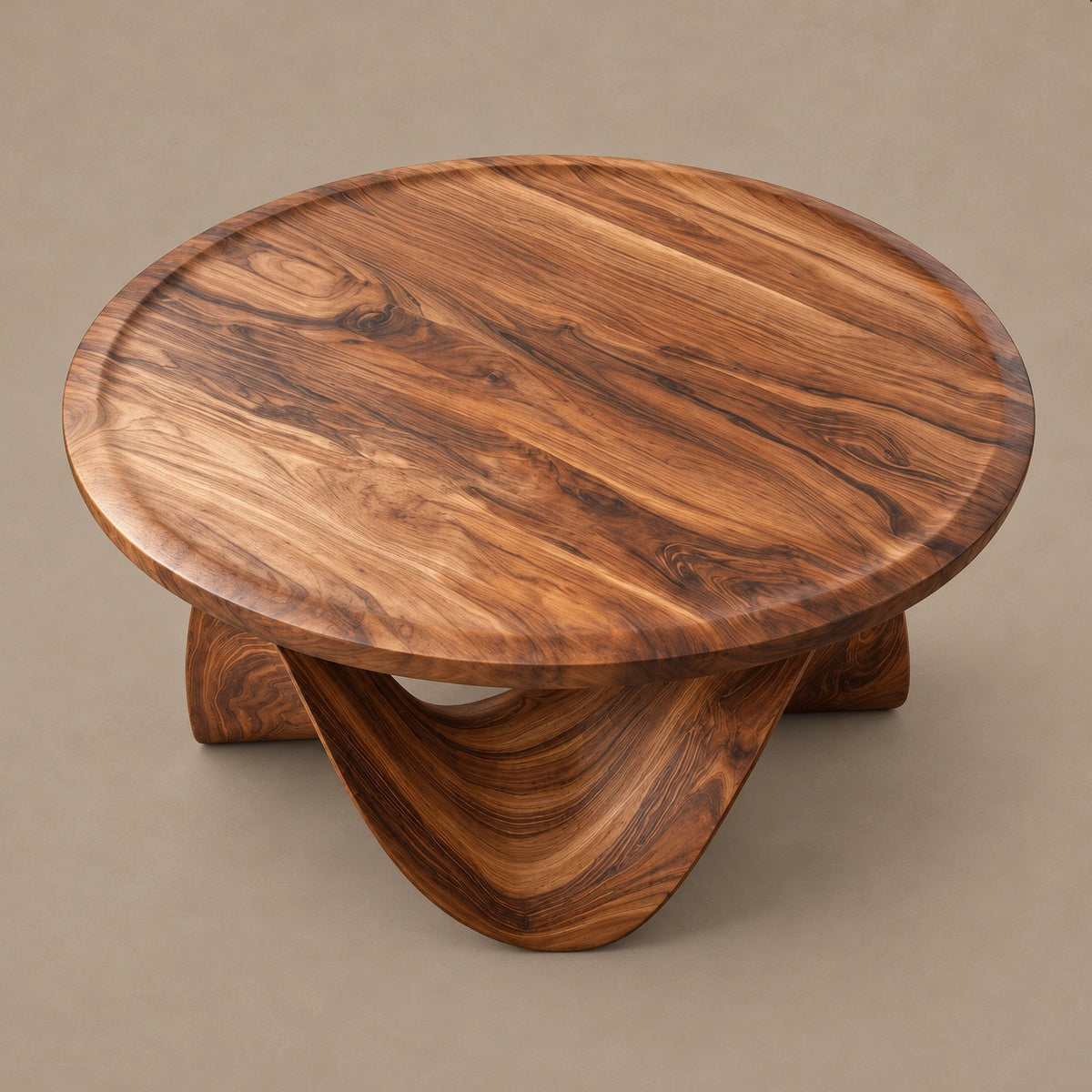 Modern Round Coffee Table With Crossed Wave Base For Living Room