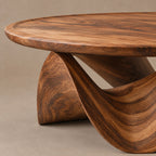 Modern Round Coffee Table With Crossed Wave Base For Living Room