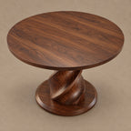 Contemporary Round Foyer Table With Twisted Spiral Pedestal Base