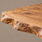 Rustic Live Edge Coffee Table With Low Profile Block Base For Living Room