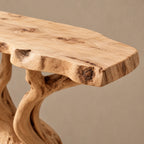 Rustic Live Edge Console Table With Branching Root Base For Entryway