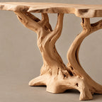 Rustic Live Edge Console Table With Branching Root Base For Entryway