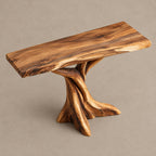 Rustic Live Edge Console Table With Tree Trunk Base For Entryway