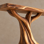 Rustic Live Edge Console Table With Tree Trunk Base For Entryway