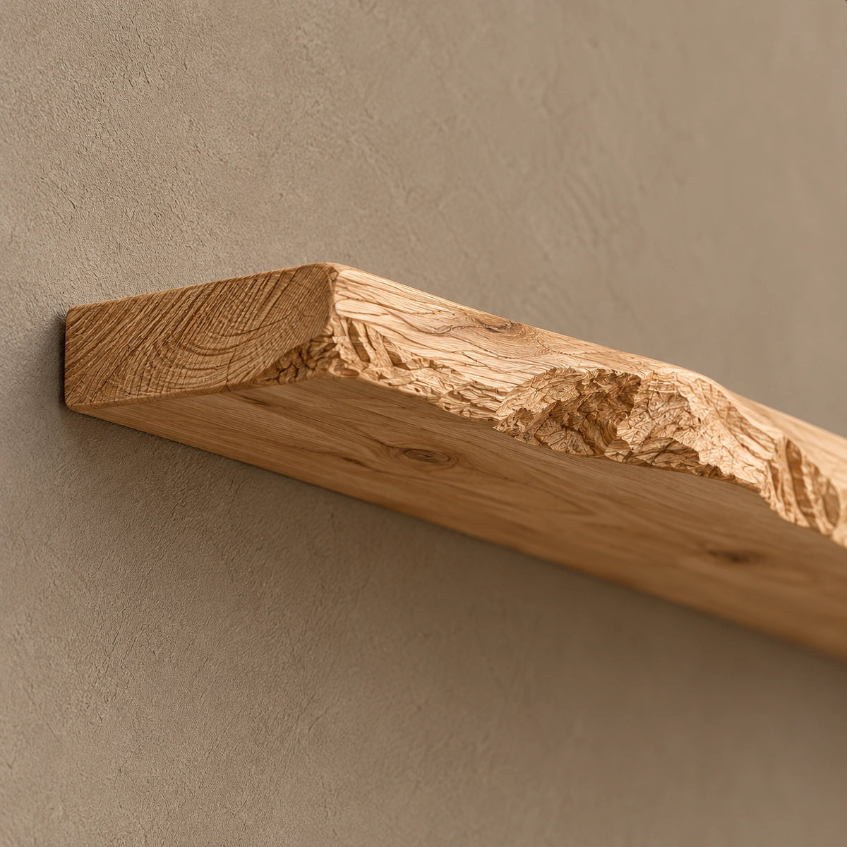 Modern Live Edge Floating Wall Shelf With Raw Edge For Living Room