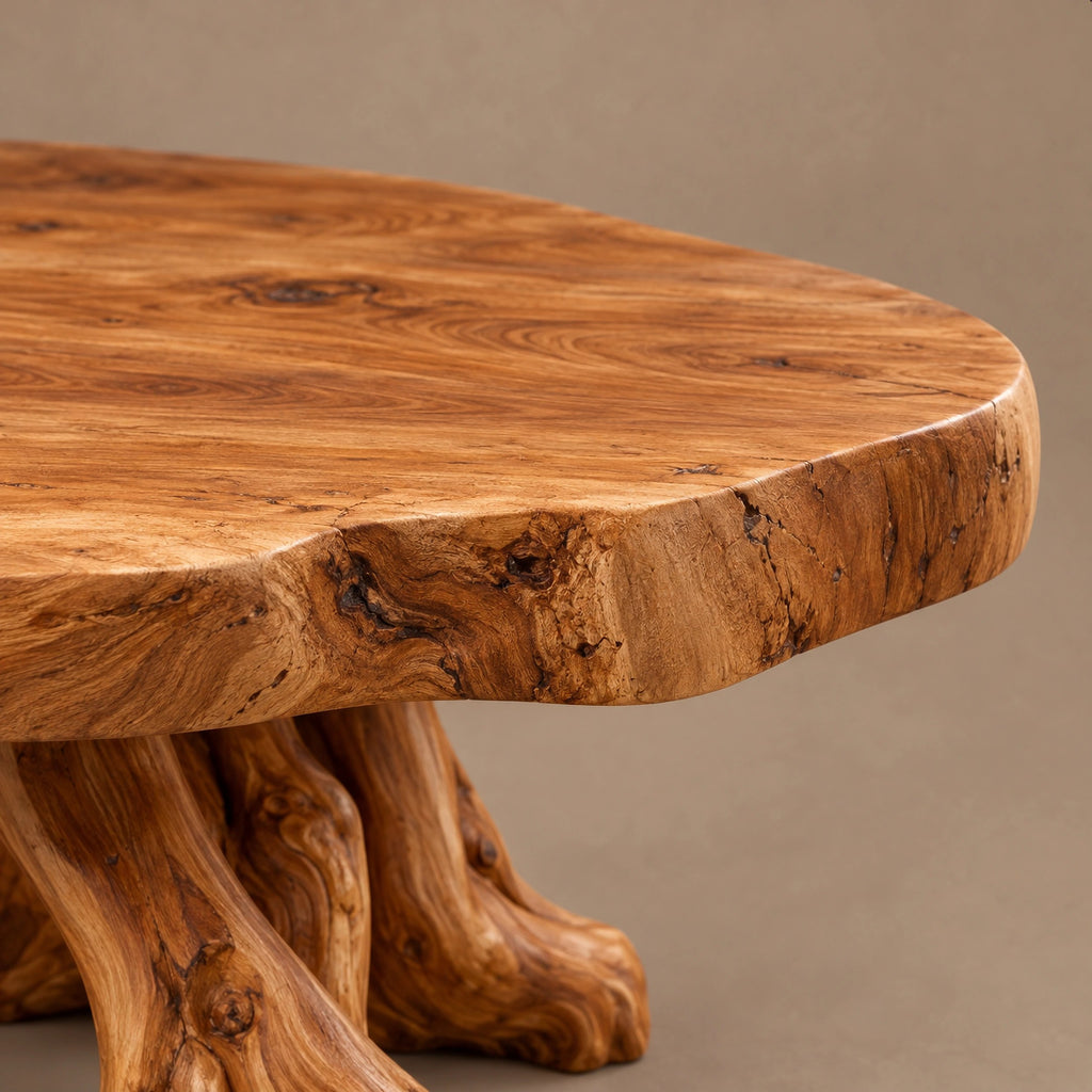 Handcrafted Live Edge Coffee Table With Peanut Shaped Top For Living Room