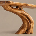 Rustic Root Base Pedestal Console Table For Entryway