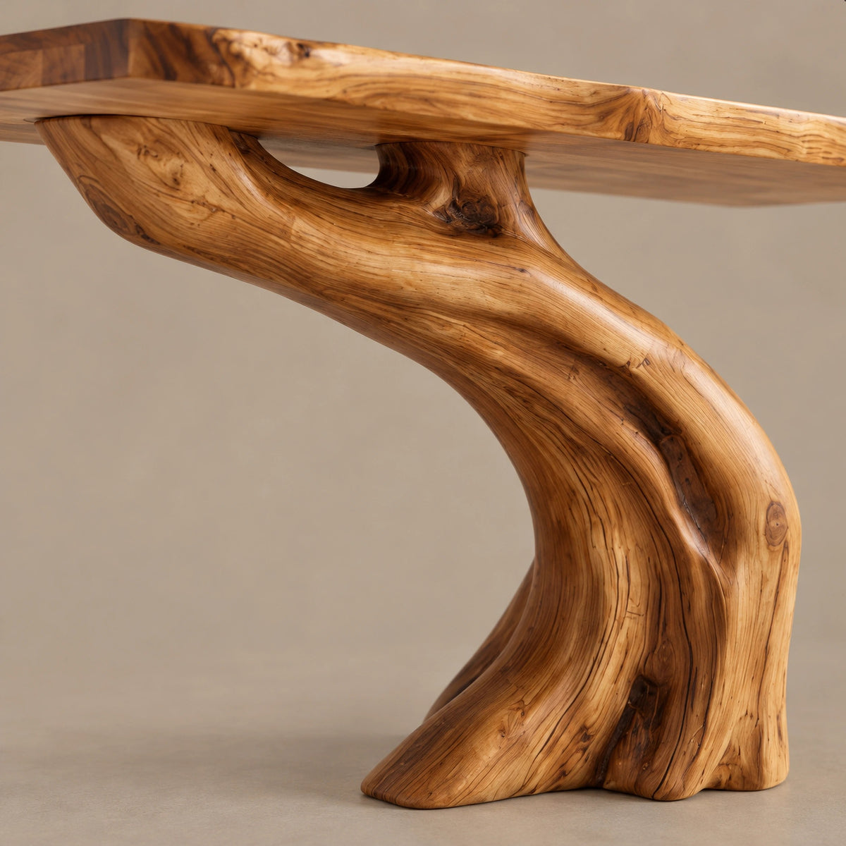 Rustic Root Base Pedestal Console Table For Entryway