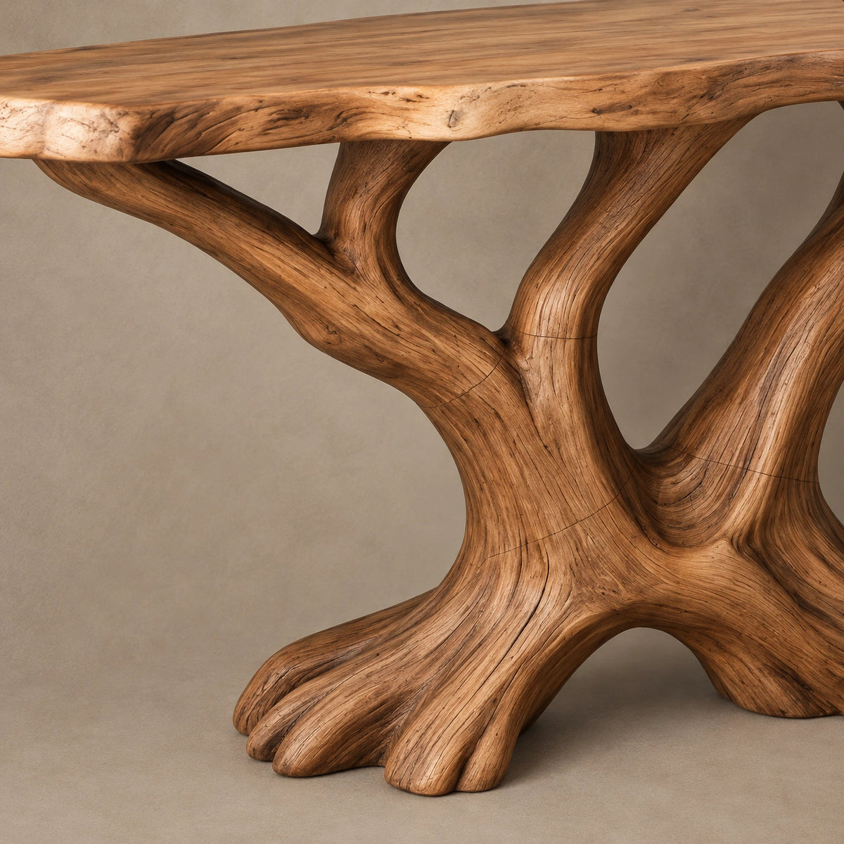 Rustic Tree Root Console Table With Branching Base For Living Room