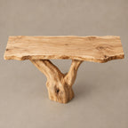 Rustic Tree Trunk Console Table With Live Edge Top For Entryway