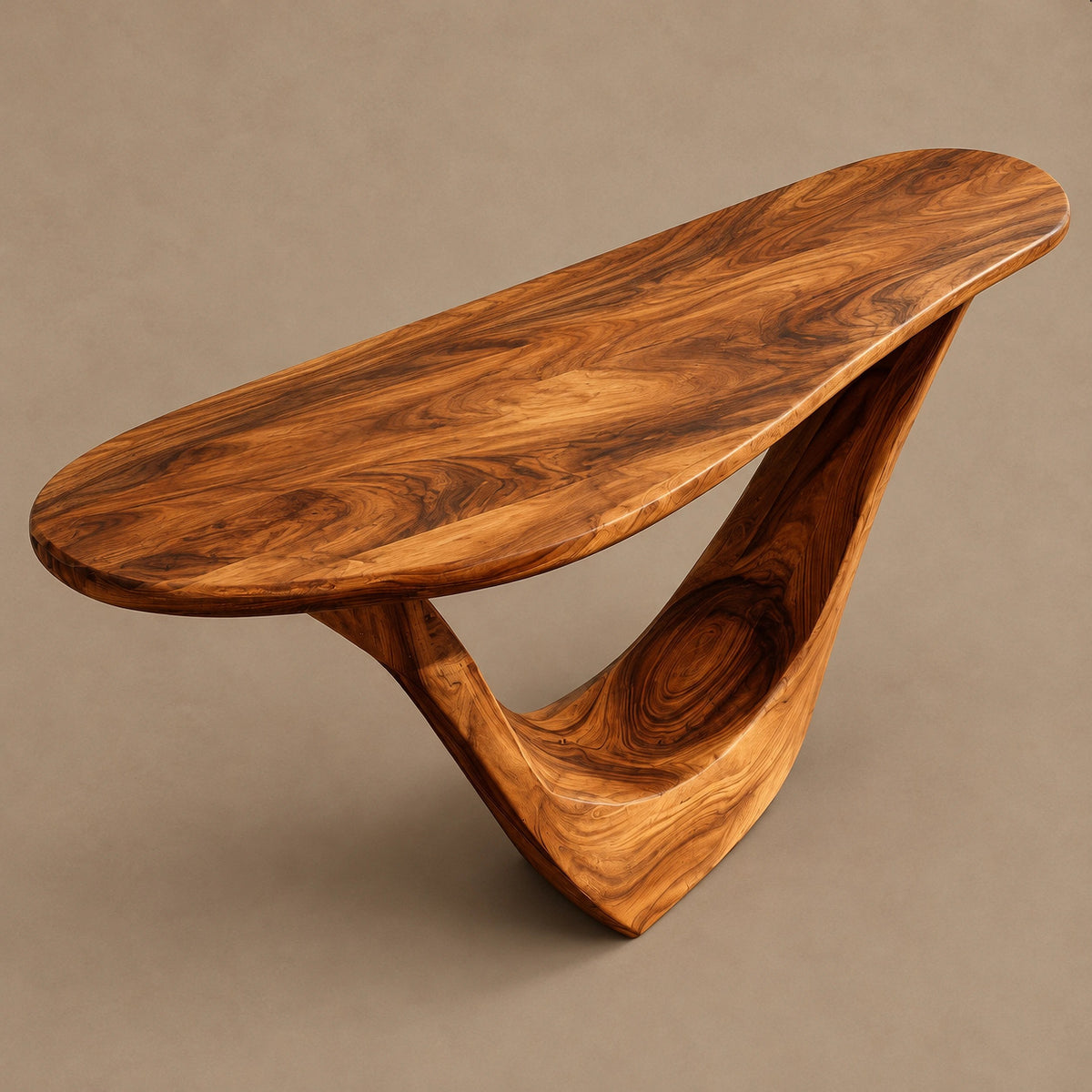 Scandinavian Sculpted Console Table With V Shaped Cradle Base For Living Room