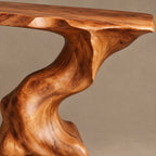 Contemporary Console Table With Carved Organic Pedestal For Bedroom