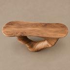 Contemporary Sculptural Console Table With Carved Oval Base For Entryway