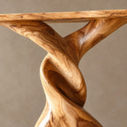Sculptural Double Twist Console Table With Carved Pedestal For Entryway