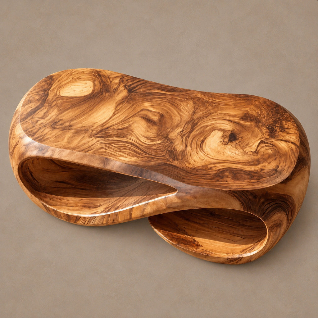 Sculptural Hollow Loop Coffee Table With Lower Shelf For Living Room