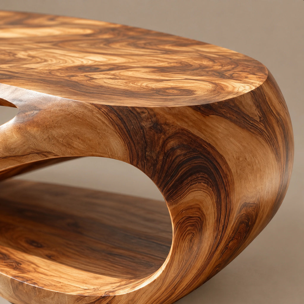Sculptural Hollow Loop Coffee Table With Lower Shelf For Living Room