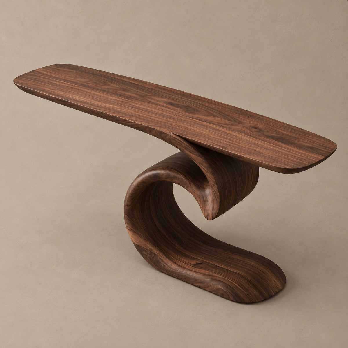 Sculptural Ocean Wave Console Table With Curling Base For Entryway