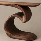Sculptural Ocean Wave Console Table With Curling Base For Entryway