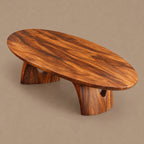 Sculptural Oval Coffee Table With Arched Pedestal Base For Living Room