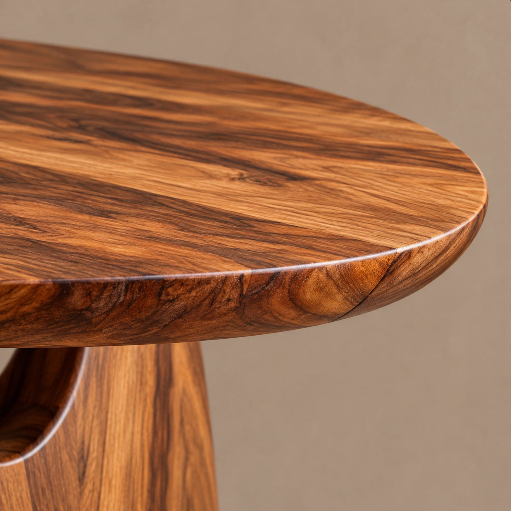 Sculptural Oval Coffee Table With Arched Pedestal Base For Living Room
