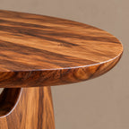Sculptural Oval Coffee Table With Arched Pedestal Base For Living Room