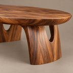 Sculptural Oval Coffee Table With Arched Pedestal Base For Living Room
