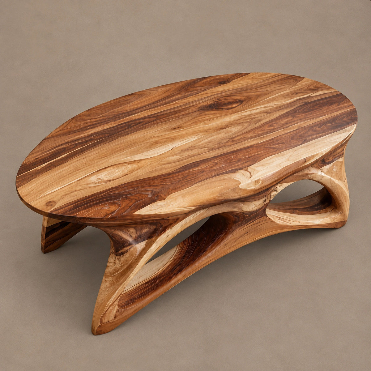 Sculptural Oval Coffee Table With Open Arched Base For Living Room