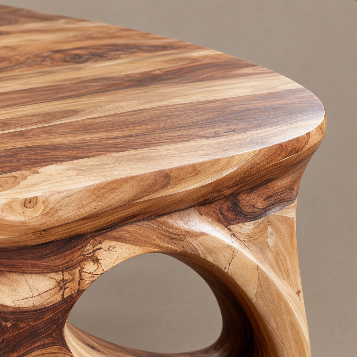 Sculptural Oval Coffee Table With Open Arched Base For Living Room
